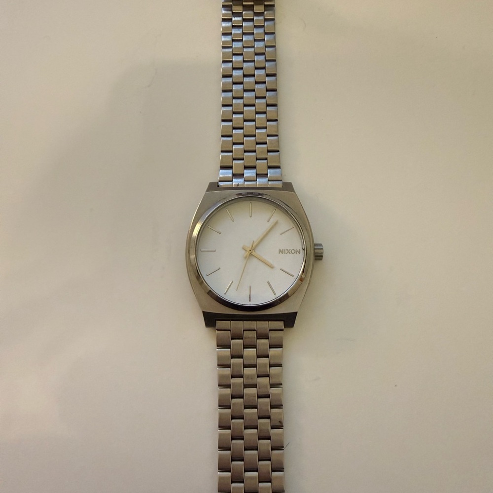 Nixon Silver Watch with White Dial